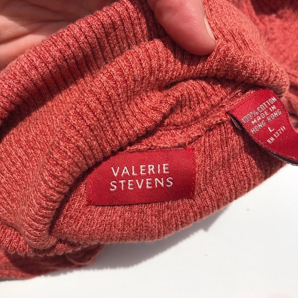 Vintage 90s Coral Pink Ribbed Knit Sweater Top L - Picture 4 of 11